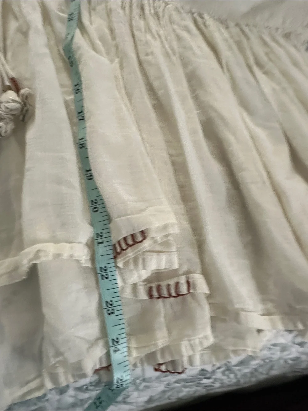 Boho Peasant Blouse in Cream with Tassel Tie - Picture 14 of 16